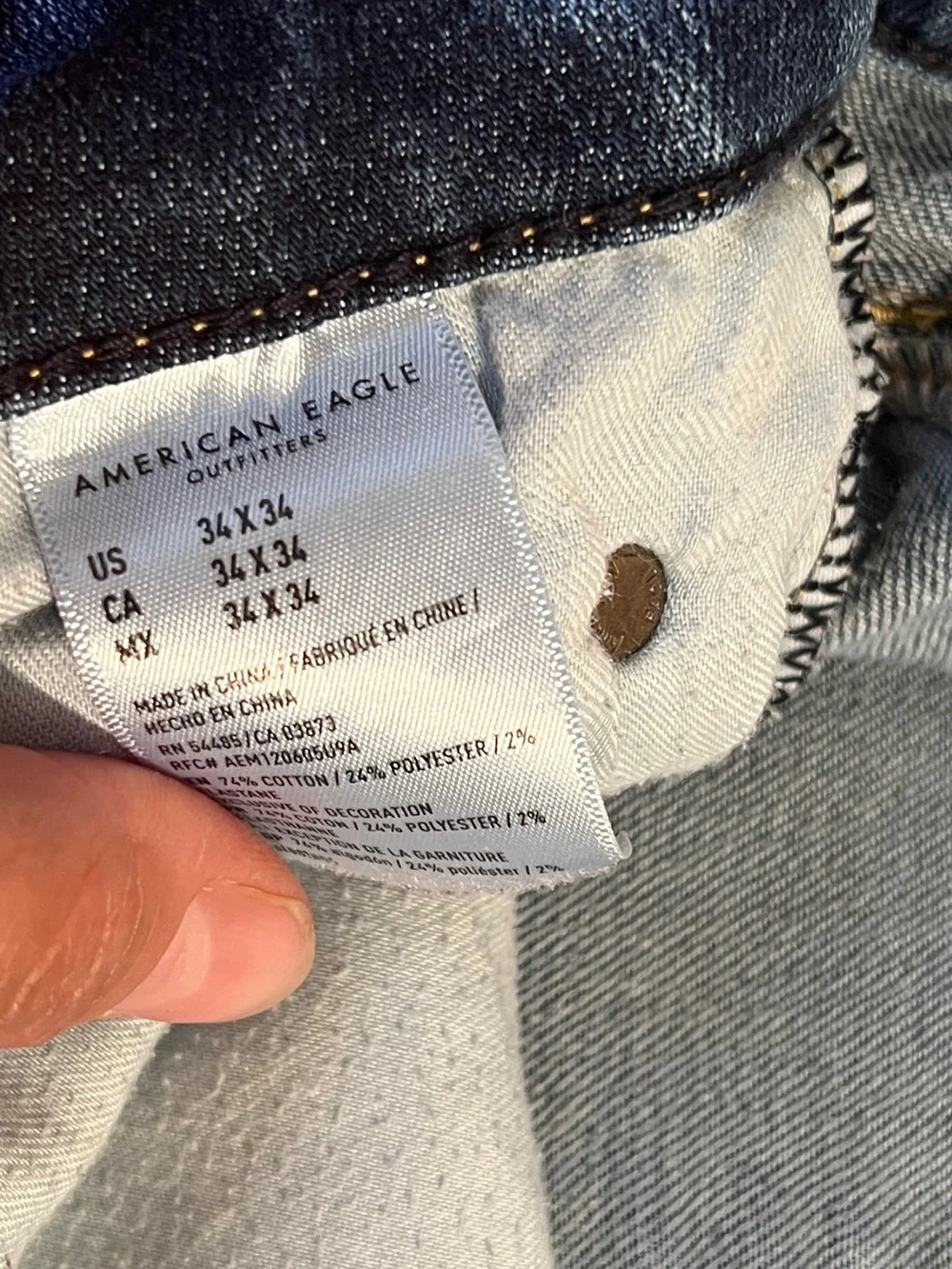 American Eagle AirFlex Jeans Men’s 34x34 Slim Straight Stretch Medium Wash Denim